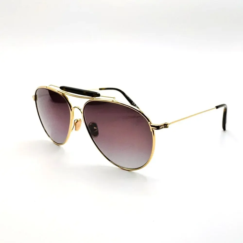 Tom Ford Sunglasses RAPHAEL-02 TF995 32F Gold Aviator Gradient Brown Lens 59mm
